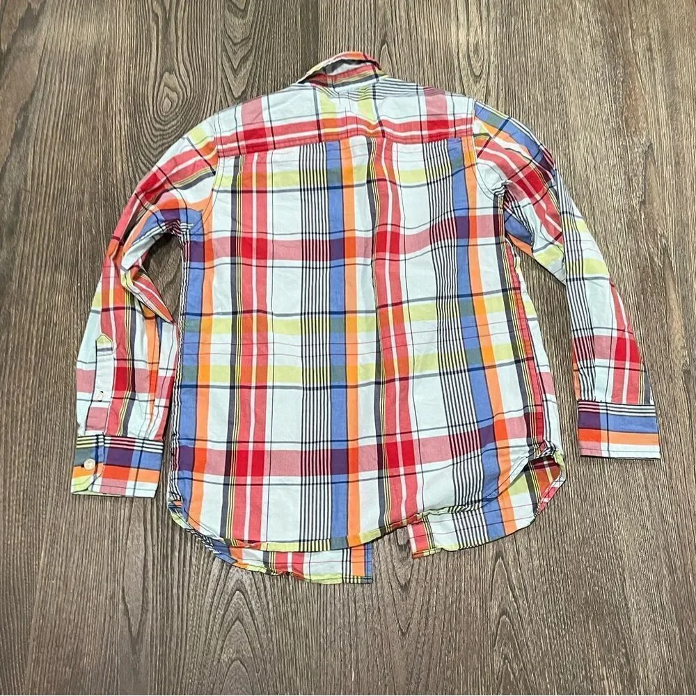 Gap Kids Boys Button-Up Long Sleeve Shirt Plaid Checked Multicolor Size M/8-9Y